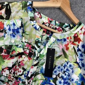 Talbots Shirt Womens 2XP Petite Floral Print Multicolor Blouse Long Sleeve Top